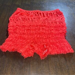 Vtg Malco Modes Red Ruffled Lace Cotton Pettipants Bloomers Panties  Medium